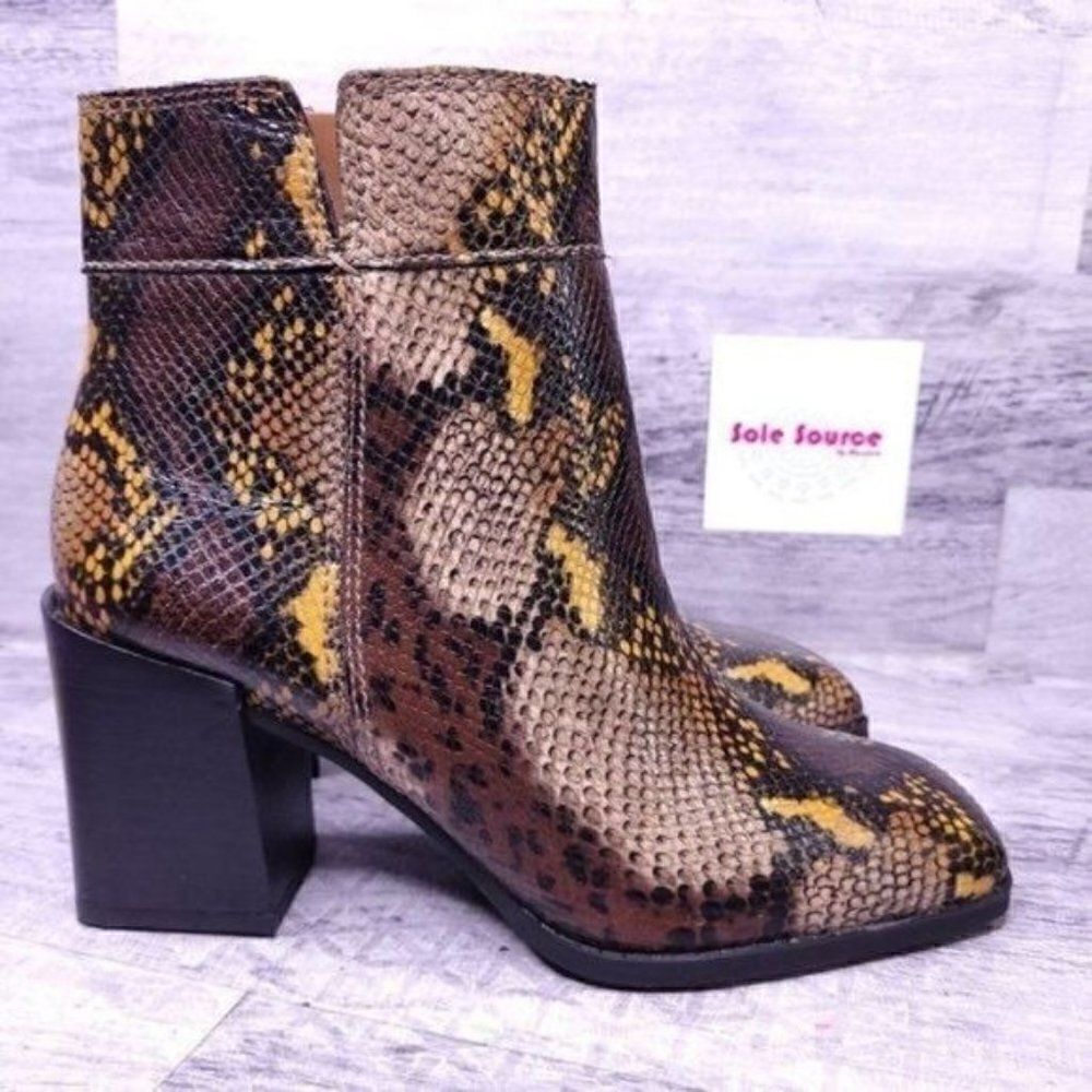 Franco Sarto Generous Snake Print Block Heel Ankl… - image 1
